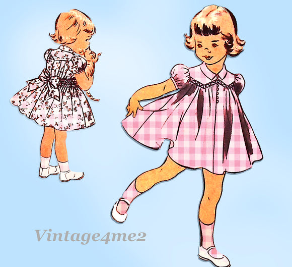 Advance 5467: 1950s Cute Uncut Toddler Girls Dress Sz 3 Vintage Sewing Pattern