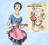 1950s Vintage Advance Sewing Pattern 8462 Darlin Misses Scalloped Cocktail Apron
