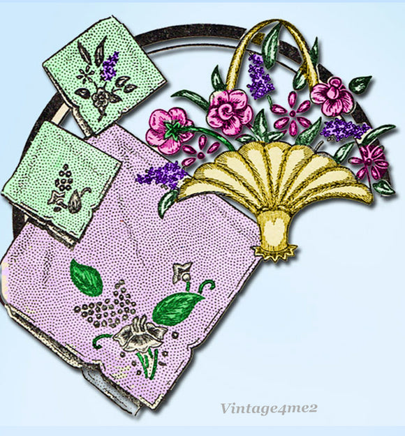1960s Aunt Martha Floral Pillowcase Motifs Uncut Embroidery Transfer 3224