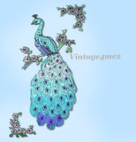 1960s Uncut Aunt Martha's Embroidery Transfer 3297 Large Peacock Bedspread Motif