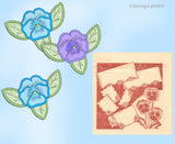 1950s Vintage Aunt Marthas Embroidery Transfer 9372 Uncut Pansy Pillowcases ORIG