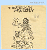 1940s Vintage American Weekly Sewing Pattern 3778 Cute 22in Doll Clothes Set