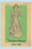 1950s Vintage American Weekly Sewing Pattern 3813 Plus Size Womens Sun Dress 42 B