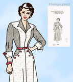 1950s Vintage Mail Order Sewing Pattern 3875 Stunning Misses Dress Sz 32 Bust