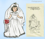 1940s Vintage American Weekly Sewing Pattern 3886 Uncut 16in Bridal Doll Clothes Set
