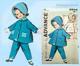 1960s Vintage Advance Sewing Pattern 9946 Cute Toddler Girls Coat & Bonnet Sz 1