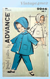 1960s Vintage Advance Sewing Pattern 9946 Cute Toddler Girls Coat & Bonnet Sz 1