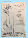 Advance 1103: 1930s Stunning Misses House Coat or Robe 36 B Vintage Sewing Pattern