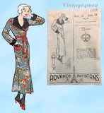 Advance 1103: 1930s Stunning Misses House Coat or Robe 36 B Vintage Sewing Pattern