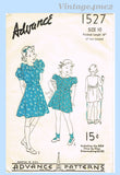 Advance 1527: 1930s Sweet Little Girls Princess Dress Sz 10 Vintage Sewing Pattern