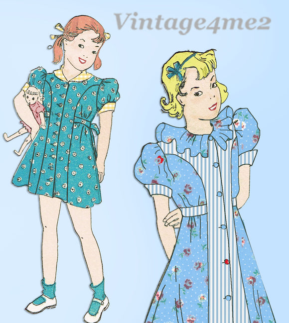 Advance 1527: 1930s Sweet Little Girls Princess Dress Sz 10 Vintage Sewing Pattern