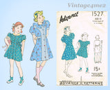 Advance 1527: 1930s Sweet Little Girls Princess Dress Sz 10 Vintage Sewing Pattern