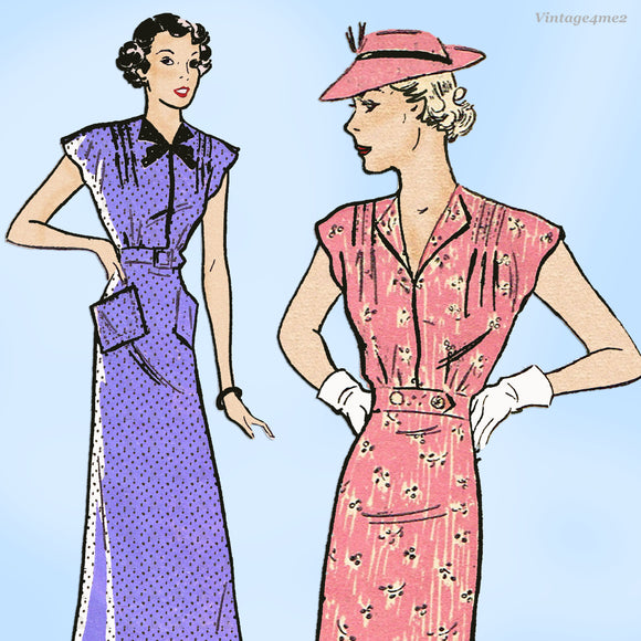 Advance 1702: 1930s Lovely Misses Street Dress Sz 40 B Vintage Sewing Pattern
