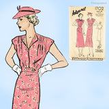 Advance 1702: 1930s Lovely Misses Street Dress Sz 40 B Vintage Sewing Pattern