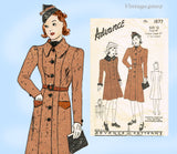 1930s Vintage Advance Sewing Pattern 1877 Little Girls Princess Coat Size 12