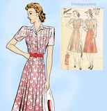 1930s Vintage Advance Sewing Pattern 2290 Misses WWII Tucked Dress Sz 34 B