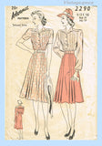 1930s Vintage Advance Sewing Pattern 2290 Misses WWII Tucked Dress Sz 34 B