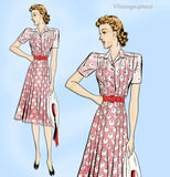 1930s Vintage Advance Sewing Pattern 2290 Misses WWII Tucked Dress Sz 34 B