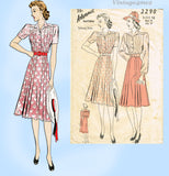1930s Vintage Advance Sewing Pattern 2290 Misses WWII Tucked Dress Sz 34 B