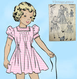 1930s Vintage Advance Sewing Pattern 2308 Toddler Girls Gathered Dress Size 4