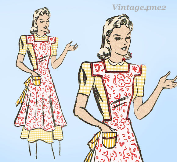 1930s Vintage Advance Sewing Pattern 2361 Misses Full Bib Apron Set Sz 38 40 B