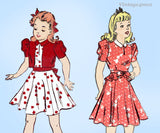 Advance 2424: 1940s Sweet Little Girls WWII Dress Size 8 Vintage Sewing Pattern