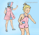 1940s Vintage Advance Sewing Pattern 2502 Cute Toddler Girls WWII Sunsuit Size 3