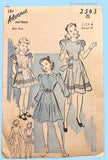 1940s Vintage Advance Sewing Pattern 2543 Cute Toddler Girls WWII Dress Size 4
