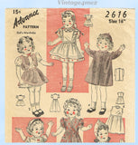 1940s Vintage Advance Sewing Pattern 2616 16 Inch Shirley Temple Doll Clothes
