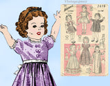 1940s Vintage Advance Sewing Pattern 2616 20 Inch Shirley Temple Doll Clothes