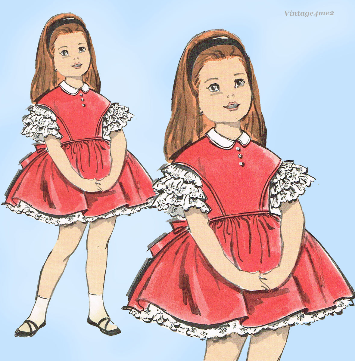 1960s Original Vintage Advance Pattern 2715 Toddler Girls Flared Dress ...