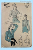 1940s Vintage Advance Sewing Pattern 2748 Charming WWII Misses Blouse Size 32 Bust