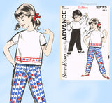1960s Vintage Advance Sewing Pattern 2773 Uncut Toddler Girls Play Clothes Sz 6