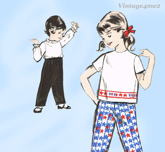 Simplicity 4016: 1960s Toddler Girls Shortie Pajamas Sewing