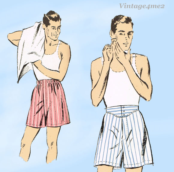 Advance 2819: 1940s Classic Men's Boxer Shorts Size 28 W Vintage Sewing Pattern