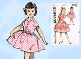 1960s Vintage Advance Sewing Pattern 2820 Cute Little Girls Shirtwaist Dress Size 7