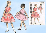 1960s Vintage Advance Sewing Pattern 2820 Cute Little Girls Shirtwaist Dress Size 7