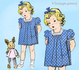 1940s Vintage Advance Sewing Pattern 3334 Sweet Baby Girls WWII Dress Size 1