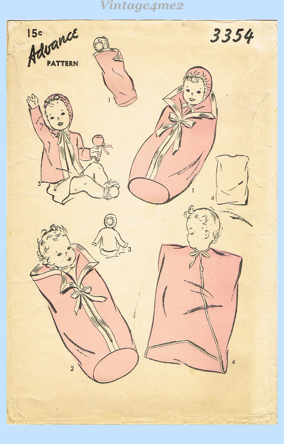 Advance 3354: 1940s WWII Baby's Bunting Vintage Sewing Pattern ...