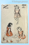Advance 3410: 1940s Cute Toddler Girls Pinafore Dress Vintage Sewing Pattern