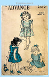 Advance 3410: 1940s Cute Toddler Girls Pinafore Dress Vintage Sewing Pattern