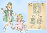 Advance 3816: 1940s Cute WWII Baby Girls Dress Sz 1 Vintage Sewing Pattern
