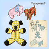 Advance 4019: 1940s Cute Rare WWII Stuffed Animal Set Vintage Sewing Pattern