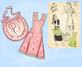 1940s Vintage Advance Sewing Pattern 4054 Charming Misses Full Bib Apron Sz SM