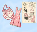 1940s Vintage Advance Sewing Pattern 4054 Charming Misses Full Bib Apron Sz MED