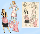 1940s Vintage Advance Sewing Pattern 4054 Charming Misses Full Bib Apron Sz MED
