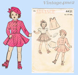 1940s Vintage Advance Sewing Pattern 4421 Charming 18 Inch Doll Clothes Set