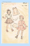 1940s Vintage Advance Sewing Pattern 4421 Charming 21 Inch Doll Clothes Set
