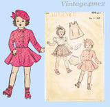 1940s Vintage Advance Sewing Pattern 4421 Charming 21 Inch Doll Clothes Set