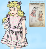 Advance 4882: 1940s Toddler Girls Pinafore Sun Dress Sz 6 Vintage Sewing Pattern